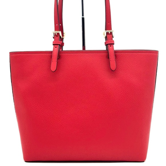 Michael Kors Jet Set Medium Pocket Tote Bag Red/Gold - Picture 5 of 10